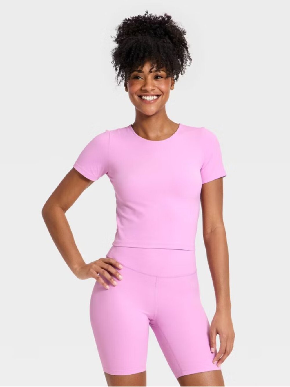 Women's Everyday Soft Cropped Short Sleeve T-Shirt - All In Motion Light Violet